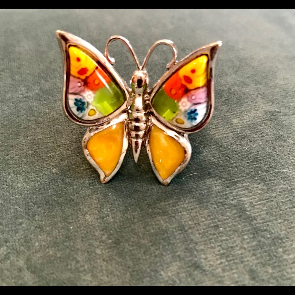 Beautiful handmade glass blown butterfly ring
